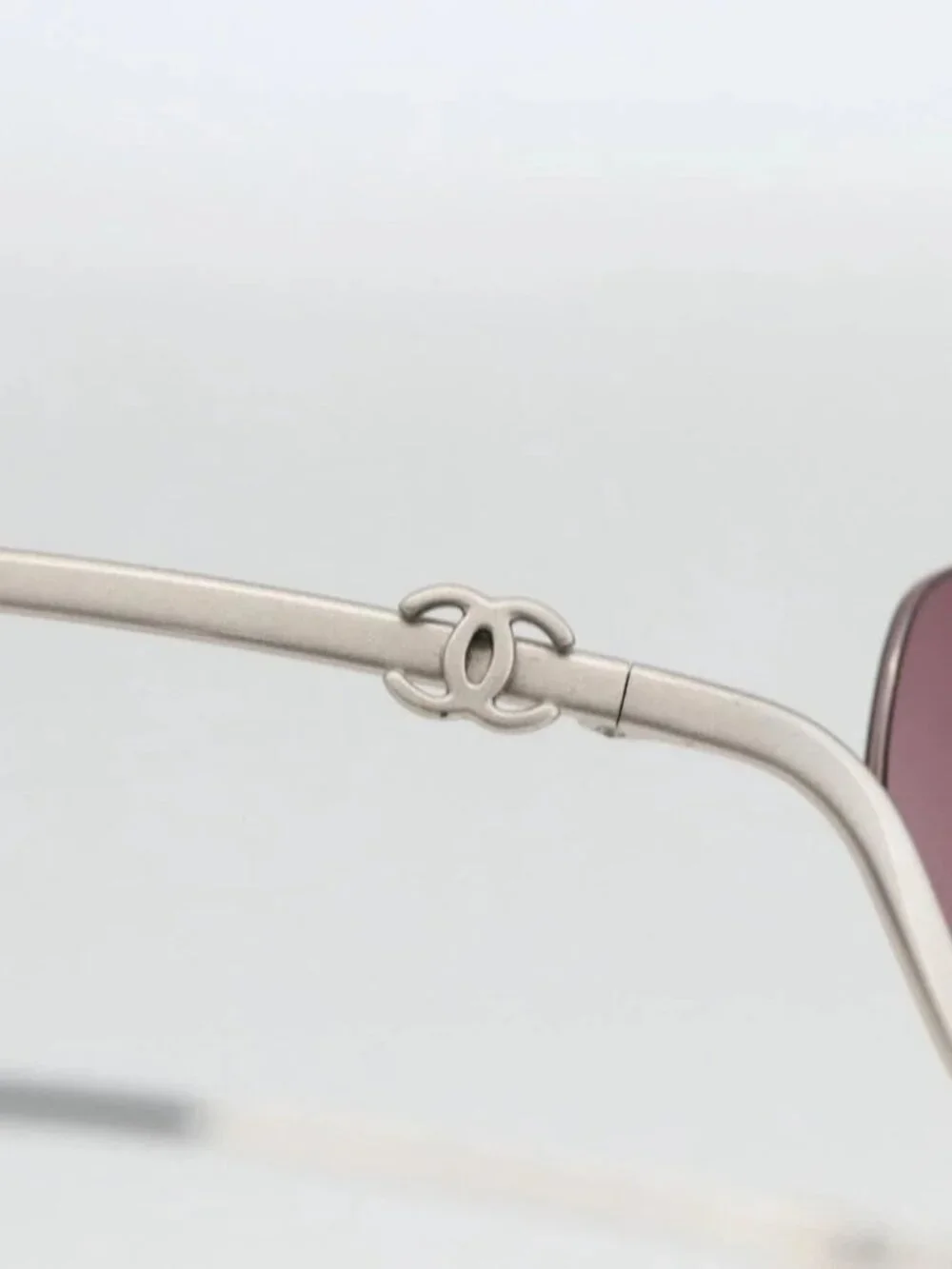 CHANEL COCO Mark Sunglasses metal Silver tone 4004 CC Auth BAZ737